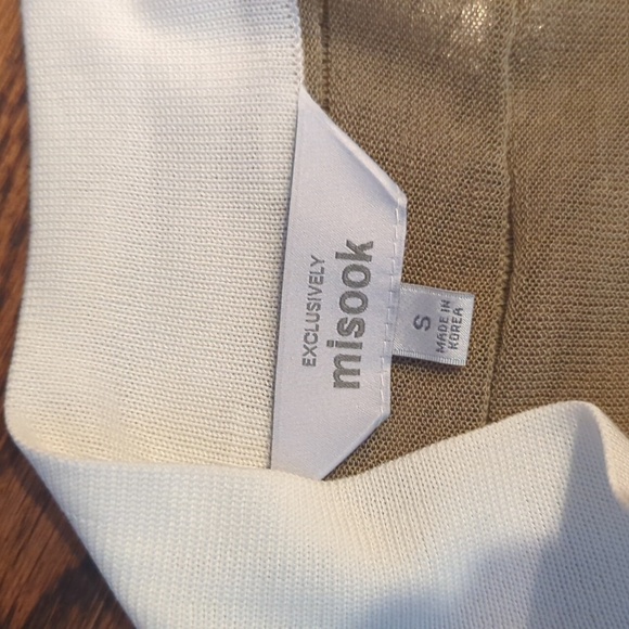 Misook neutral tan waterfall open front knit long drapey ottoman cardigan. Sz S - Picture 3 of 8